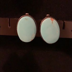 Sterling silver and turquoise clip on earrings
